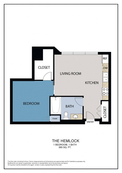 The Hemlock Floor Plan at ELEVATE Apartment Homes, MN 55403